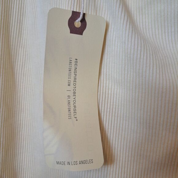 Lanston Revolve Declan One Shoulder Tank Top Butter Ribbed Stretch Womens XS NWT - Picture 6 of 10